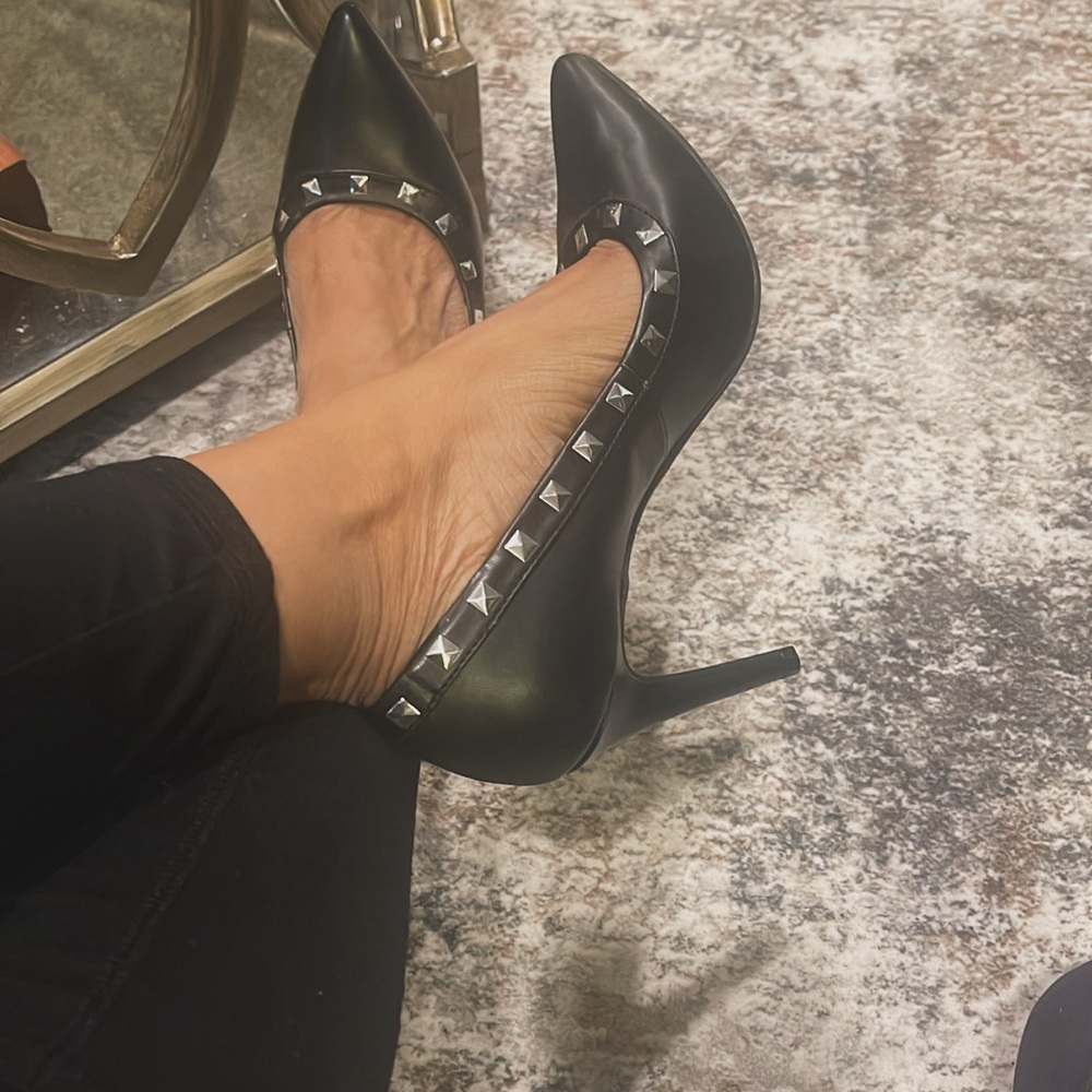 Christian Siriano Black Heels with Silver Studs